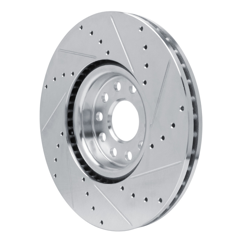 Volkswagen Terramont Brake Rotor (1) - Front Left - R1 Concepts - Drilled & Slotted - Silver - `18-`25